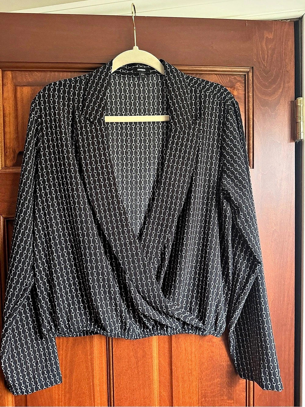 Express Geometric Blazer in Black & White Size Medium with banded bottom